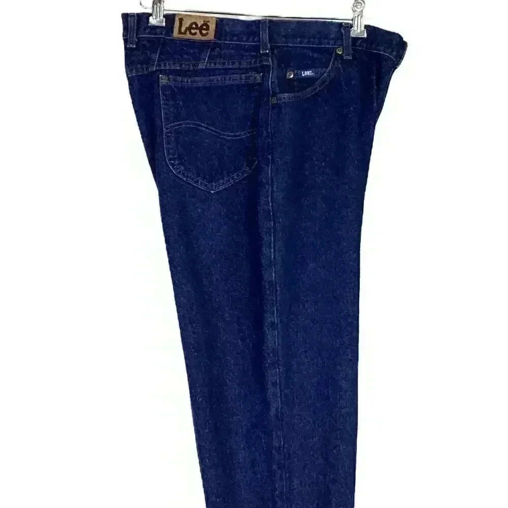 Lee Jeans Women 14 Blue High Waist Mom Dark Cotton Straght Union Made Vintage - Picture 4 of 8